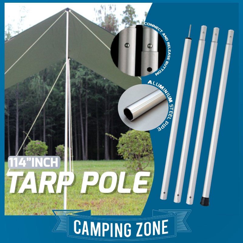 เสาผ้าใบกันน้ําขนาด 280 ซม. 6061 อลูมิเนียมเหล็ก /CAMPING TENT/TARP ALUMINIUM POLE SUPPORT AWNING FR