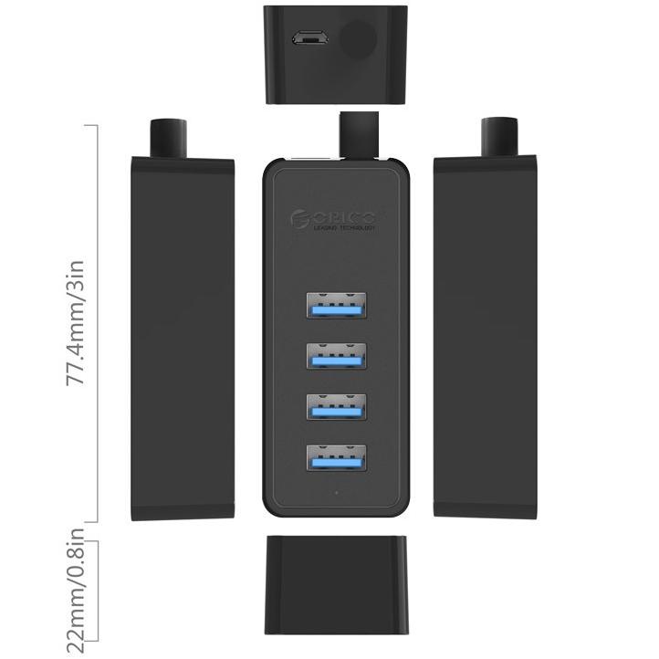 Orico W5P-U3-30 4 พอร์ต USB3.0 HUB พร้อมพอร์ตชาร์จ Micro B