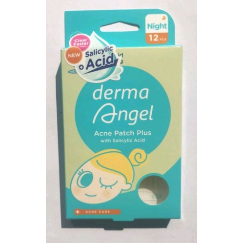 แผ่น​แปะ​สิว​ สูตร Salicylic acid แบบกลางคืน 12 ชิ้น DERMA ANGEL Acne Patch with Salicylic