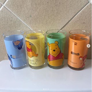 เซตแก้ว แก้วน้ำ Winnie the Pooh แบบใส เป็นเซต 4 ใบ เป็น แก้ว ทนความร้อน ของใหม่ มือ 1 ลายน่ารัก ของแต่งบ้าน ของแต่งครัว