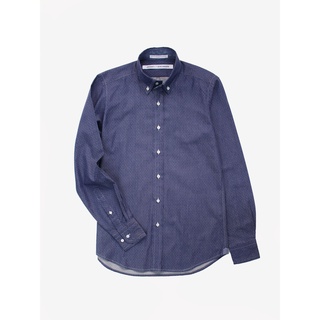 [JBB*] BUTTON-DOWN COLLAR SHIRT IN POLKA-DOT DARK INDIGO DENIM เจบีบี เชิ้ต ผ้าคอตตอน แขนยาว ผ่าหน้า เชิ้ตผู้ชาย