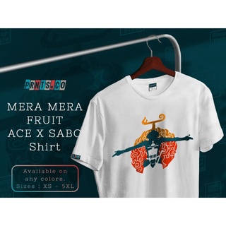 เสื้อยืดผ้าฝ้ายพรีเมี่ยมเสื้อยืดผู้ชาย$MERA MERA FRUIT (ACE X SABO) เสื้อยืดเชิ้ต 1 ชิ้นลายวันพีซสําหรับผู้ชาย/เสื