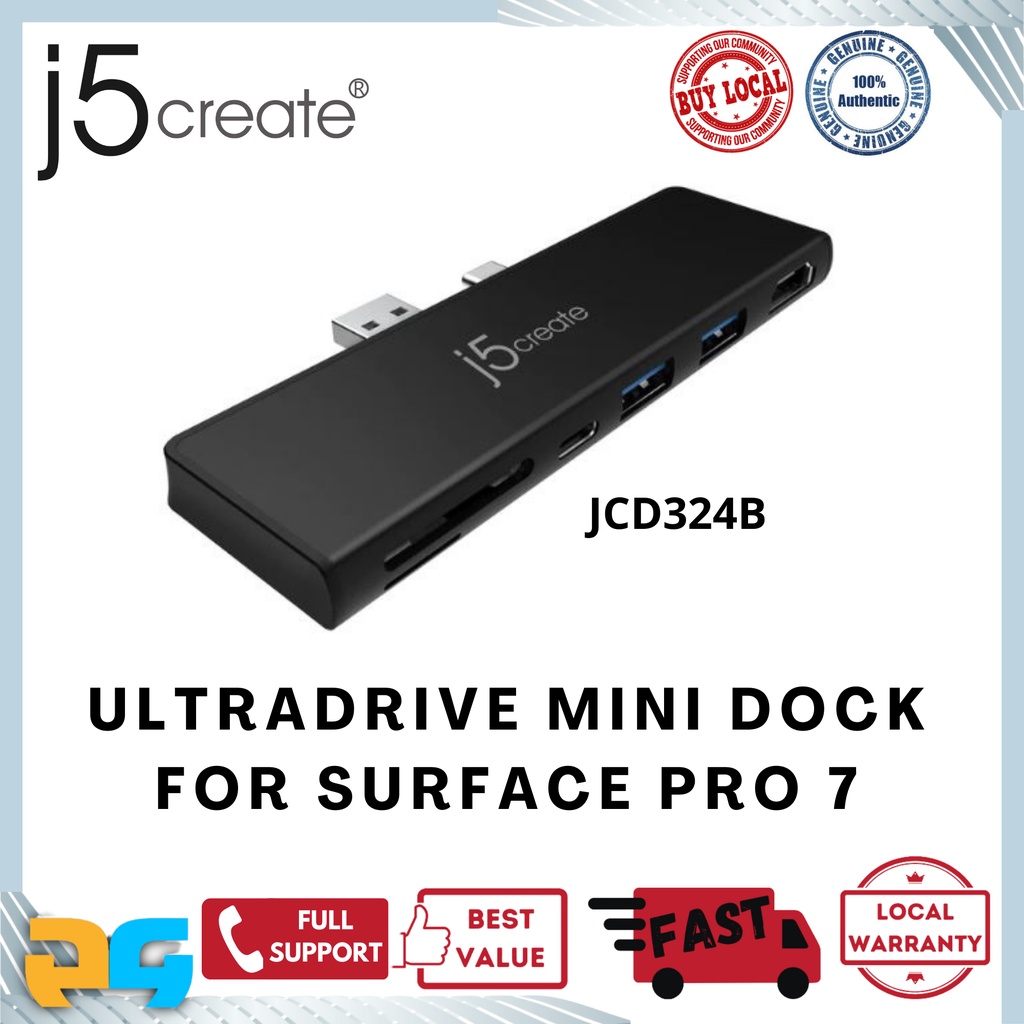 J5create JCD324B Ultradrive Mini Dock สําหรับ Surface Pro 7