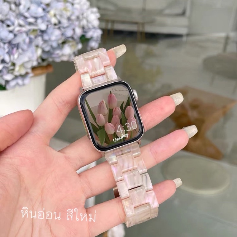 หินอ่อน สายนาฬิกา watch ultra10 9 8 7 SE  6 5 4 3 2 1 สีสวย มาใหม่ ขนาด38/44/41/45/40/46/49mm ปรับความยาวได้  สายนาฬิกา