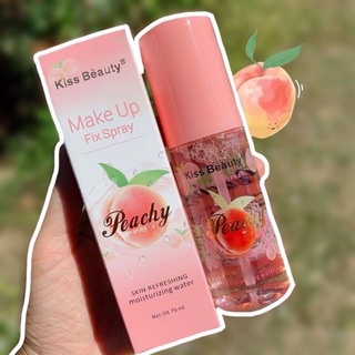 สเปรย์พีช Kiss Beauty Make Up Fix Spray No.2166 สเปรย์น้ำแร่ หอมกลิ่นพีช สเปรย์น้ำแร่ล็อคเครื่องสำอาง ให้ติดทนนาน 75 ml.