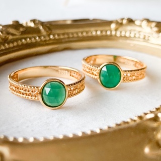 A-Class แหวน พลอยแท้ โมรา Chrysoprase เงินแท้925