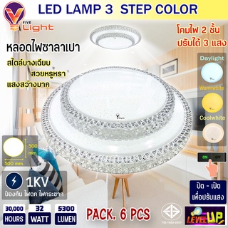 ⭐รุ่นใหม่2022⭐โคมไฟเพดานติดลอย 3 แสง โคมซาลาเปา LED ดีไซน์พิเศษ 32W โคม 2 ชั้น 3 STEP รุ่น KING SERIES (แพ็ค 6 หลอด)