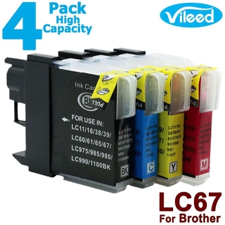 [สต็อกประเทศไทย]4 Pack LC67 BK C M Y Ink Cartridge Full Set for Brother DCP-185C DCP-385C DCP-395CN DCP-585CW