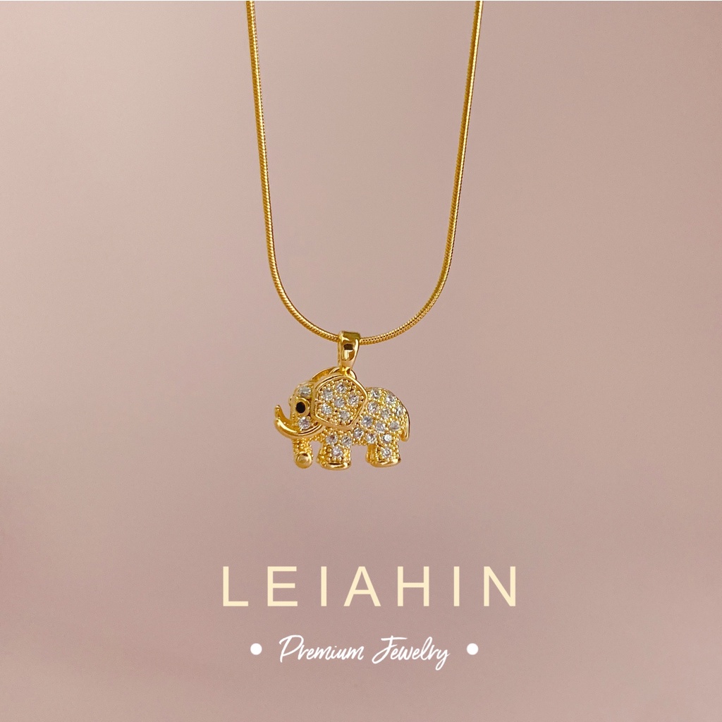 LEIAHIN สร้อยคอจี้ช้าง สร้อยคอไทเทเนียมเหล็ก ทอง 18K จี้รูปช้างนําโชค ของขวัญวันเกิด สําหรับผู้หญิง