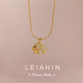 LEIAHIN สร้อยคอจี้ช้าง สร้อยคอไทเทเนียมเหล็ก ทอง 18K จี้รูปช…