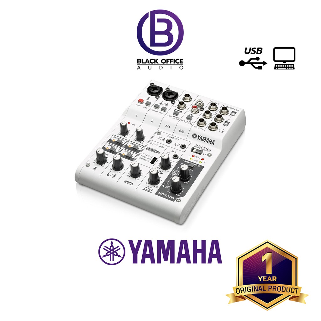 Yamaha AG06 มิกเซอร์ / บันทึกเสียง / ไลฟ์สตรีม / เล่นดนตรี / Mixer / USB Audio Interface (BlackOffic