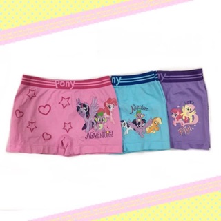 กางเกงในเด็กขาสั้น แพค 3 ตัว 3 ลาย 3 สี ผ้านุ่ม ยืด  Size L:  (pony) PONY ผ้า:  Cotton Spandex