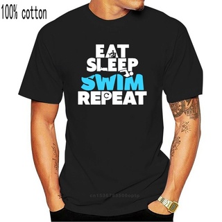 ขายดี เสื้อยืดแขนสั้นลําลอง ผ้าฝ้าย 100% พิมพ์ลาย FunnyEat Sleep Swim Repeat สําหรับผู้ชาย 2022