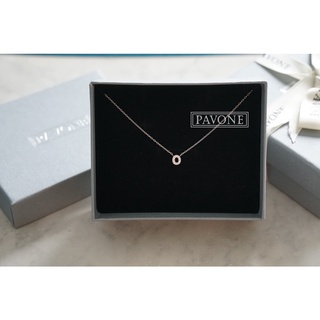 Pavone Jewelry สร้อยคอเงินแท้ สร้อยตัวอักษรชื่อ ฝังเพชร CZ💎 ตัว O ชุบทองคำขาว🤍 (NLC0007)