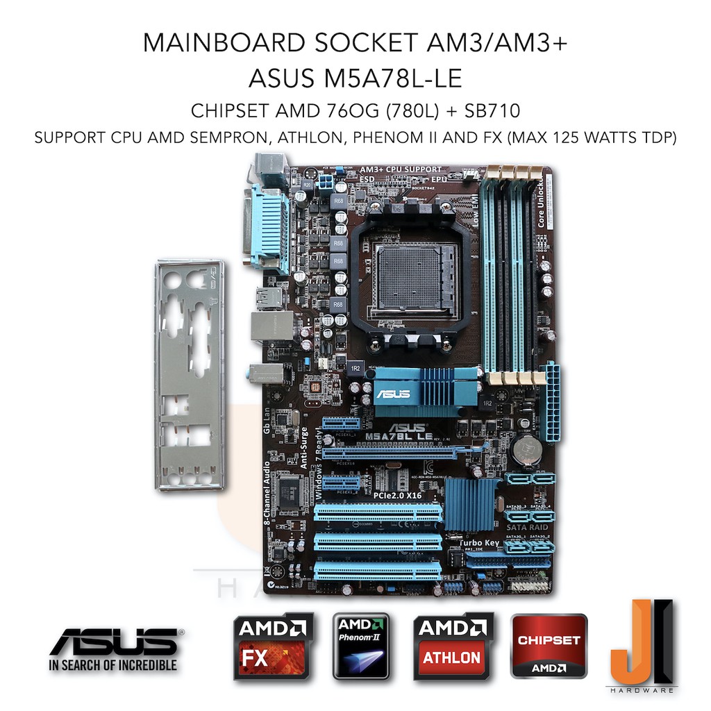 Mainboard Asus M5A78L LE (Socket AM3/AM3+/125 Watts TDP) (มือสอง)