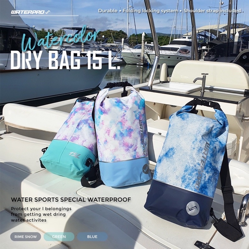 กระเป๋ากันน้ำ15ลิตร – 15L Watercolor Dry Bag แบรนด์ WATER PRO