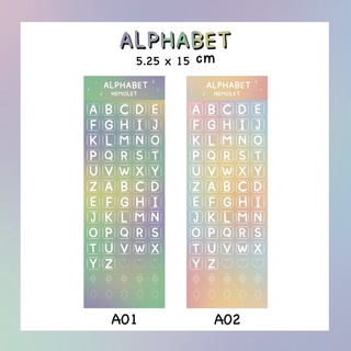 สติกเกอร์ ลาย Alphabet เนื้อPP เคลือบโฮโลแกรม สำหรับตกแต่ง