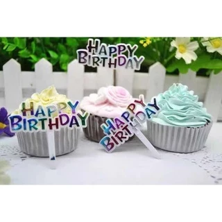 (เเพค 100 อัน) ป้ายปักเค้ก ป้ายปักเค้กพลาสติก ป้าย happy birthday hbd ขนาดเล็ก