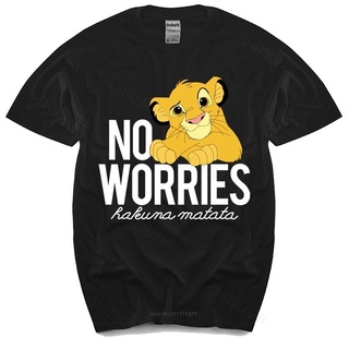 เสื้อยืด คอกลม พิมพ์ลายสิงโต No Worries Simba สีดํา สไตล์คลาสสิก แฟชั่นฤดูร้อน สําหรับผู้ชายSize S-5XL