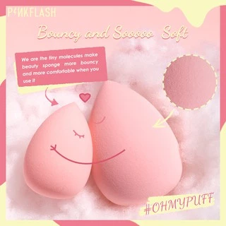 PINKFLASH ฟองน้ำแต่งหน้า รูปทรงหยดน้ำ สีชมพู