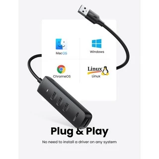UGREEN รุ่น CM416 ตัวเพิ่มช่องสัญญาณ USB 3.0 Hub 4 Port เพิ่ม 4 ช่อง สำหรับ คอมพิวเตอร์ โน๊ตบุ๊ค Ultra Slim Hub 5Gbps