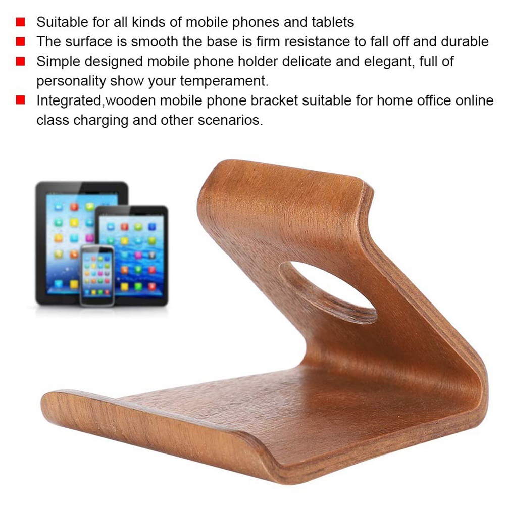 Wooden Mobile Phone Holder Desktop Universal Mobile Phone Base for All Smartphones and Tablets(Light Color) #7