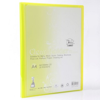 แฟ้มโชว์เอกสาร A4 สีเขียว 20 ซอง/เล่ม ฟลามิงโก้ 9084/Green A4 Document Display File 20 Sachets / Flamingo Book 9084