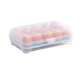M KITCHEN A708 กล่องเก็บไข่ 15 ช่อง ที่เก็บไข่ กล่องหลุมเก็บไข่พร้อมฝาปิด 25x15.5x 7cm วางซ้อนกันได้ แช่ในตู้