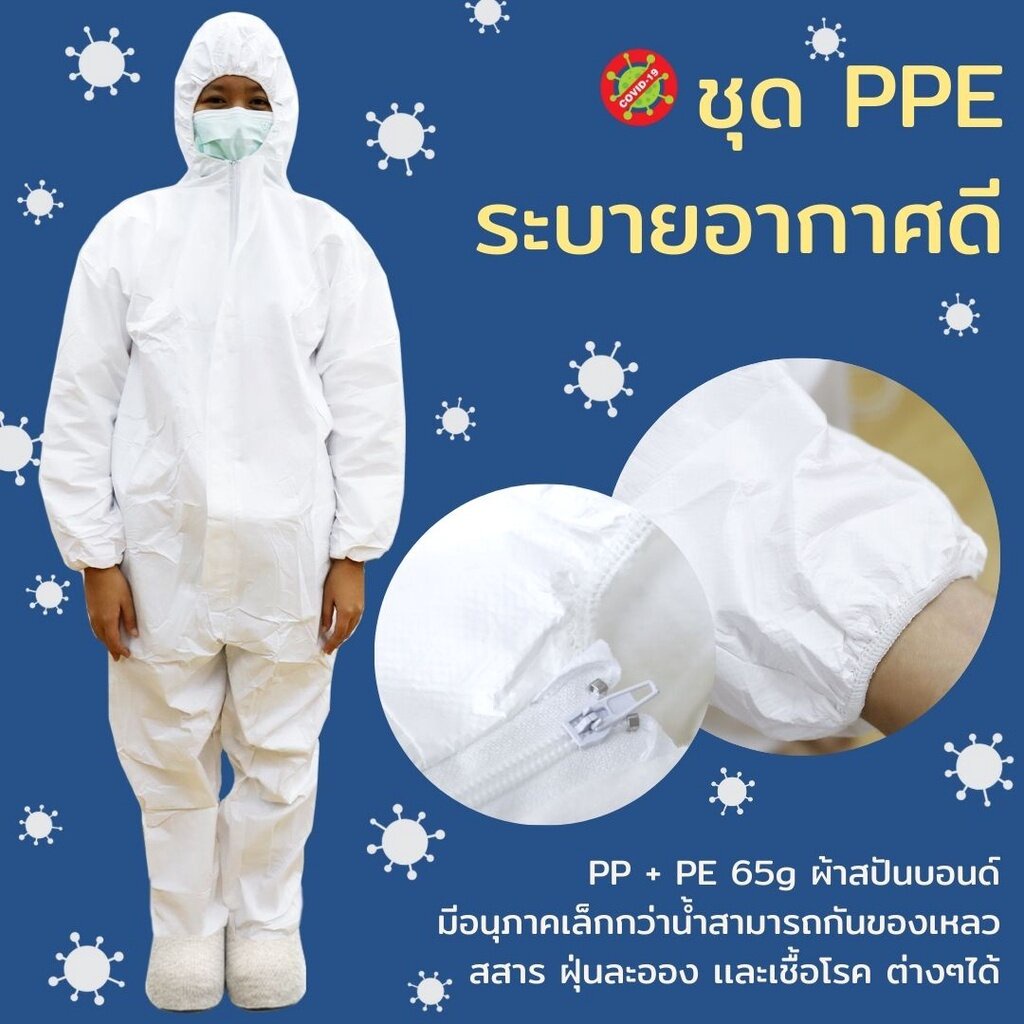 พร้อมส่ง ชุด PPE ป้องกันไวรัส ผ่านการทดสอบมาตรฐานสากล ☣🦠🦠