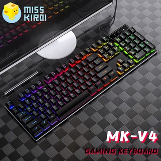 Miss Kiroi RGB คีย์บอร์ด MK-V4 USB Keyboard คีย์บอร์ดเล่นเกมส์ คีย์บอร์ดเกมมิ่ง คีย์บอร์ดทำงาน พิมพ์สนุก คีย์ภาษาอังกฤษ