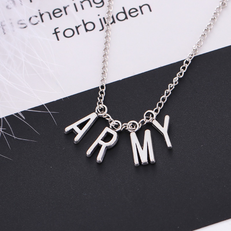 จี้เงินสแตนเลสชื่อ ARMY ของ BTS รุ่นส่วนตัว Park Jimin