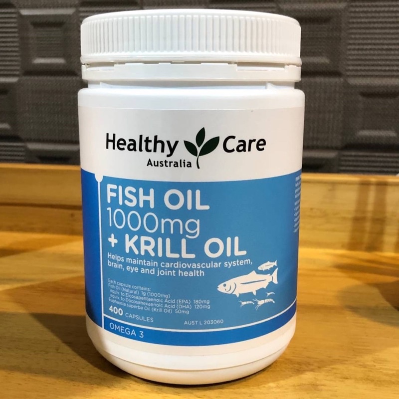 Healthy Care Fish Oil 1000mg + Krill Oil 400 capsules Shopee Thailand
