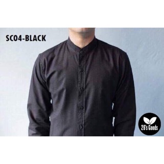 Oxford Shirt - Black : เสื้อเชิ้ตคอจีนแขนยาวสีดำ