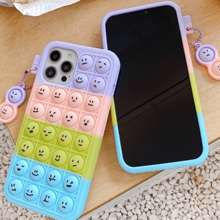 Pop it เคสโทรศัพท์ iPhone 13 Pro Max 6 6s 7 8 Plus 11 Pro Max 12 Pro 13 Mini Max X XR XS Max SE 2020 คสแบบนิ่มซิลิโคน Push Pop Bubble Sensory Fidget Toy Case