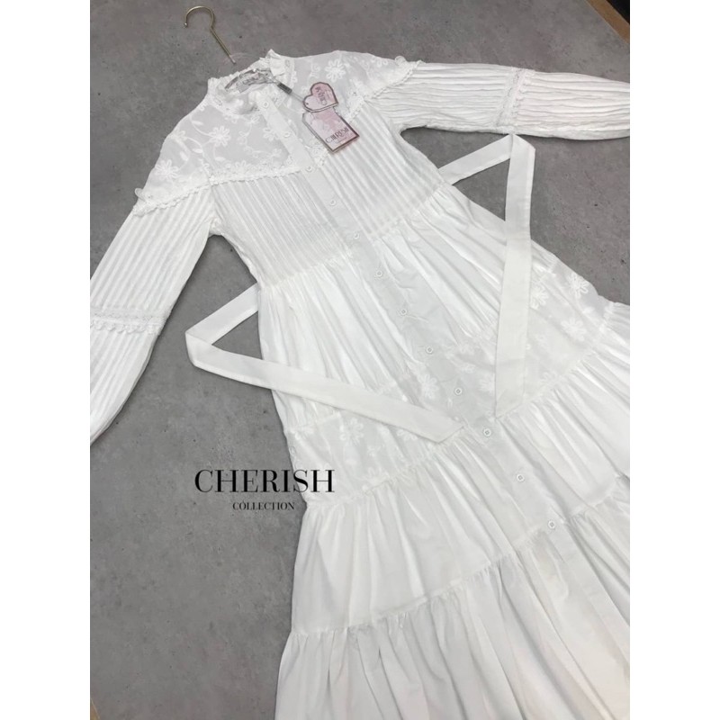 ชุดสีขาว เดรสลูกไม้สีขาว เดรสยาวสไตล์เกาหลี Cherish #4