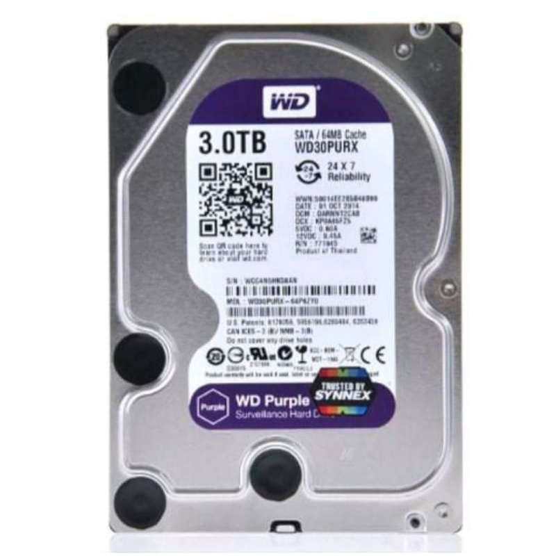WD PURPLE 3TB เกรด CCTV มือสอง สภาพเยี่ยม ส่งฟรี