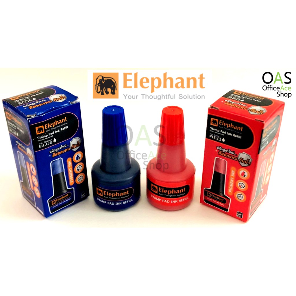 ELEPHANT Stamp Pad Ink Refill หมึกเติมแท่นประทับตรายาง ตราช้าง 30ml