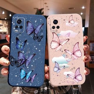 เคสโทรศัพท์มือถือ ขอบสี่เหลี่ยม ลายผีเสื้อ หรูหรา สําหรับ VIVO T1X Y02S Y21 Y15A Y15S Y33S Y21T Y11S Y12S Y21A Y1S Y91C Y01