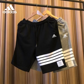 Adidas ของแท้ 100% กางเกงขาสั้นลําลอง ผ้าฝ้ายถัก ลายทาง ระบายอากาศ แฟชั่น สําหรับผู้ชาย และผู้หญิง