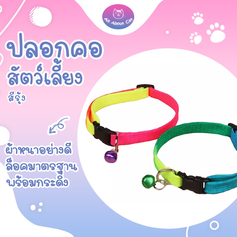 [ ABC cat ] [ 004 ] ปลอกคอสีรุ้ง ปลอกคอแมว ปลอกคอสุนัข ปลอกคอน่ารัก ปลอกคอเรนโบว์ ปลอกคอสำหรับสัตว์เลี้ยง