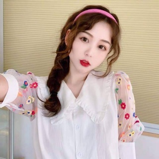 เสื้อแขนพองลายดอก พร้อมส่ง!! แถมฟรี สายผูกผมเก๋ๆ