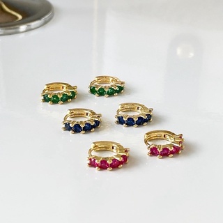 glisterr gem hoop ต่างหูห่วงประดับเพชร cz ชุบทอง 18k