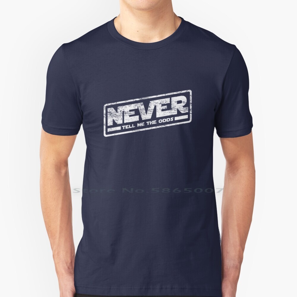Never Tell Me The Odds (ลุคอายุ) เสื้อยืดผ้าฝ้าย 100% Asteroids R2 C3p0 C3po Chewie Science Fi