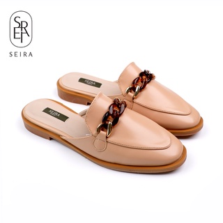 Seira - Bridge Loafers Mules รองเท้าเปิดส้น อะไหล่โซ่ หนัง PU รองเท้าผู้หญิง