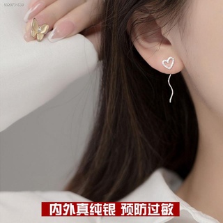 จิวหูเงินแท้ ตุ้มหู ตะขอเงินแท้ 92 5 ตุ้มหูเงินแท้ จิวหู 925 sterling silver super fairy love ear line earrings female i