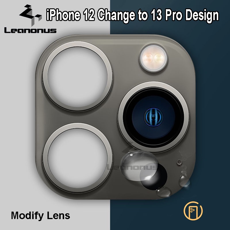 เลนส์กล้องดัดแปลงสําหรับ Iphone 12 เปลี่ยน 13 Pro Triple กล้องดัดแปลงเลนส์กล้อง Hd กระจกนิรภัย + โลหะป้องกัน