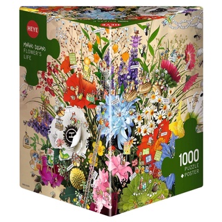 จิ๊กซอว์ 1000 pcs PUZZLE HEYE - FLOWERS LIFE (Degano) Triangular Box (+Poster)