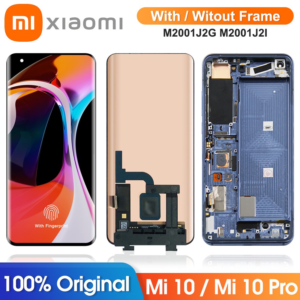 6.67'' หน้าจอแสดงผล Lcd Mi 10 ของแท้ พร้อมกรอบ สําหรับ Xiaomi Mi 10 M2001J2G M2001J2I