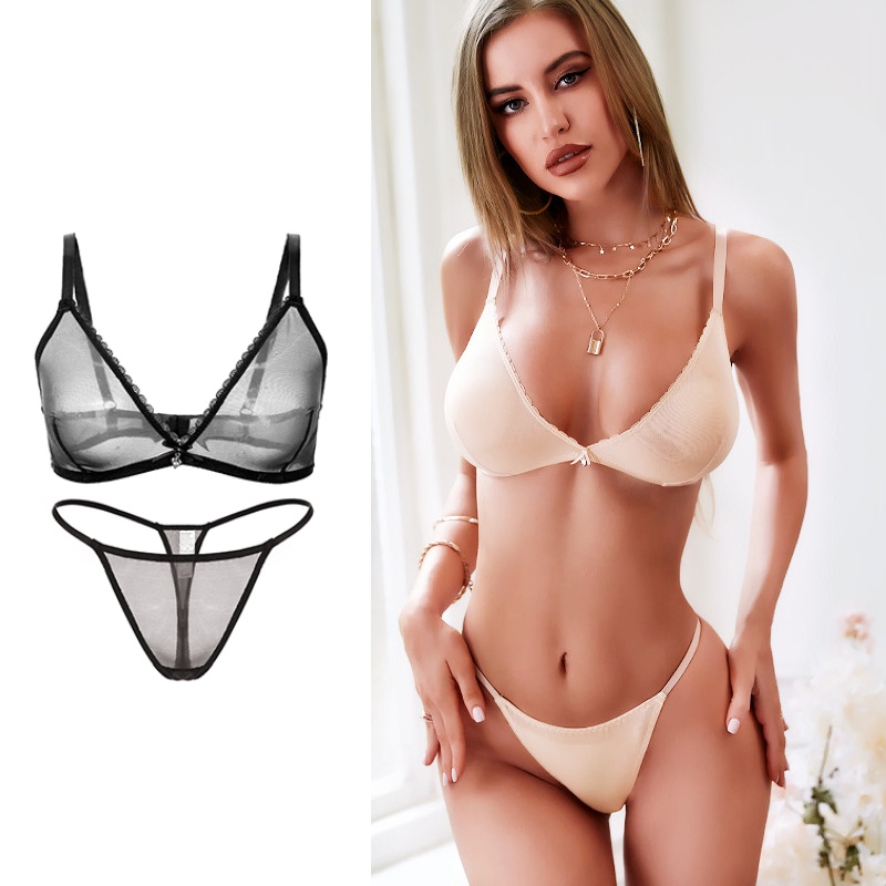 Varsbaby ใหม่ดูผ่าน Bra ชุดเซ็กซี่ชุดชั้นในชุดผู้หญิงสบายโปร่งใส Brassiere + Panty Intimates 2PCS D308