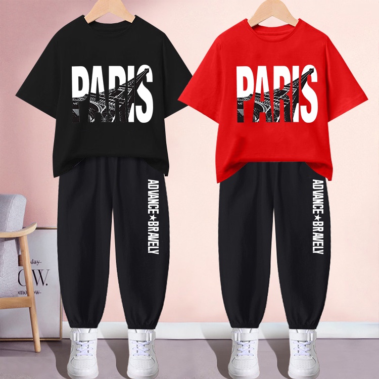 #H219+K219Bชุดเซ็ทเด็กเสื้อยืด+กางเกงขายาว ใส่ได้ทั้งเด็กชายและเด็กหญิง ลายสวยแฟชั่งนานาชาติ